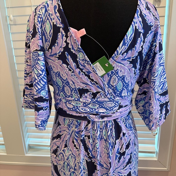NWT Lilly Pulitzer Purple Maxi Wrap Dress with Dolman Sleeves - Picture 4 of 6